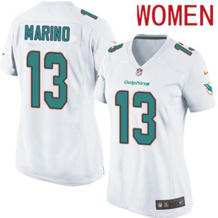 Women Miami Dolphins #13 Dan Marino Nike White Game NFL Jersey->women nfl jersey->Women Jersey